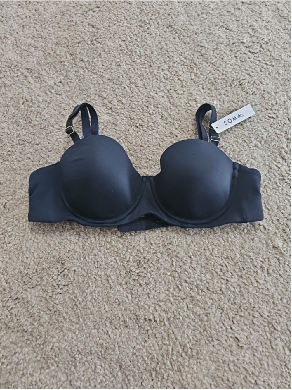 Soma Black Strapless Bra Lightly Lined Size 36A